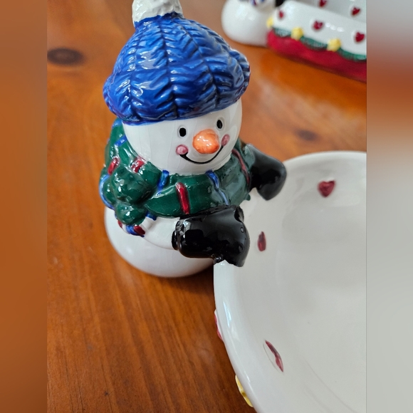 NWOT Christmas Snowman Santa Bowl Cracker Set - Picture 4 of 16